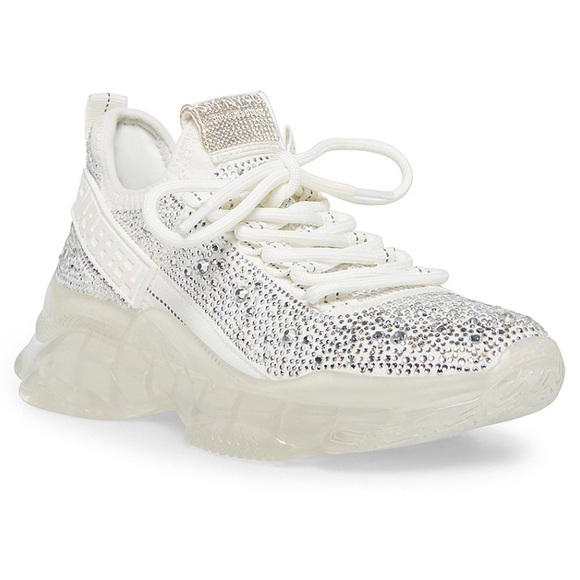 NWT Brand New in Box STEVE MADDEN
MAXIMA WHITE RHINESTONES SNEAKERS Sz 8.5 - Picture 4 of 14